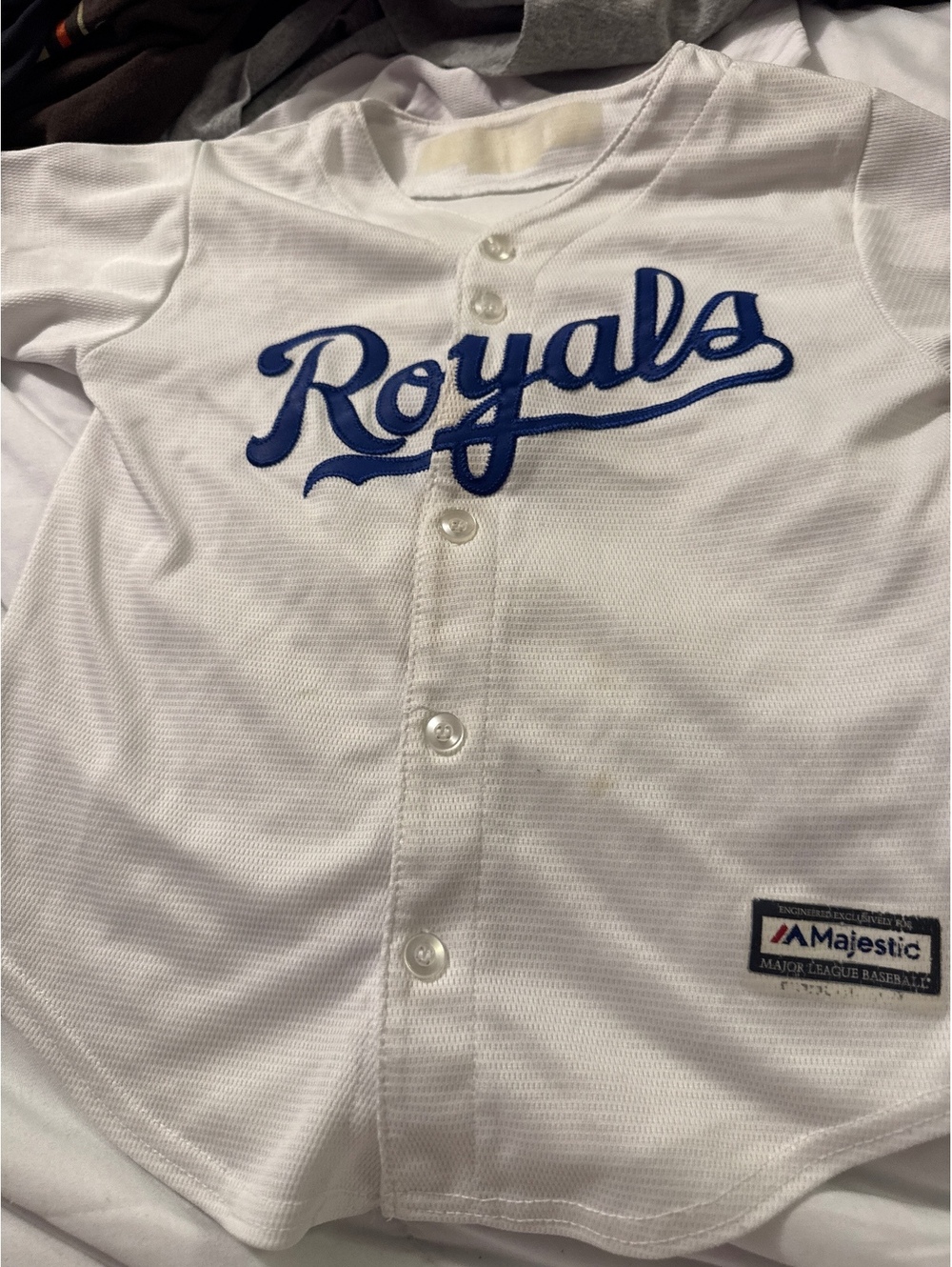 Majestic Kansas City Royals Youth Baseball Jersey 4T/3X White Blue